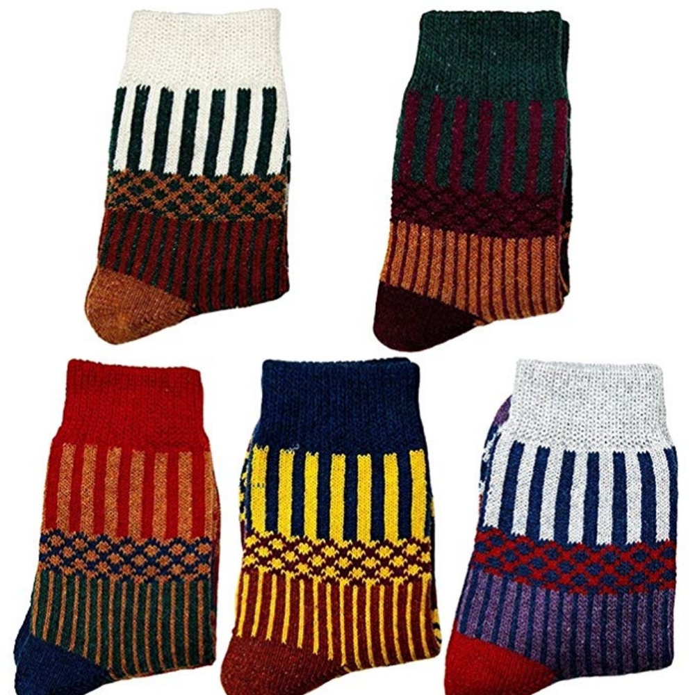 Womens 5 Pairs Vintage Style Winter Knitting Socks - Picture 5 of 6
